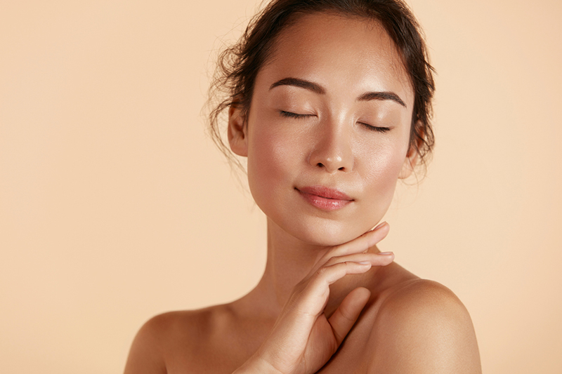 Beauty face. Woman with natural makeup and healthy skin portrait eyelid lift